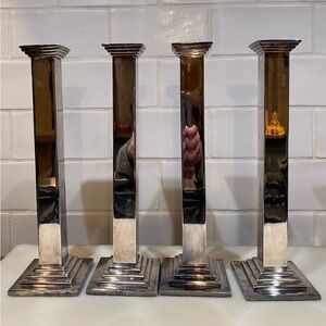 Williams Sonoma Silver Candle Holders Set